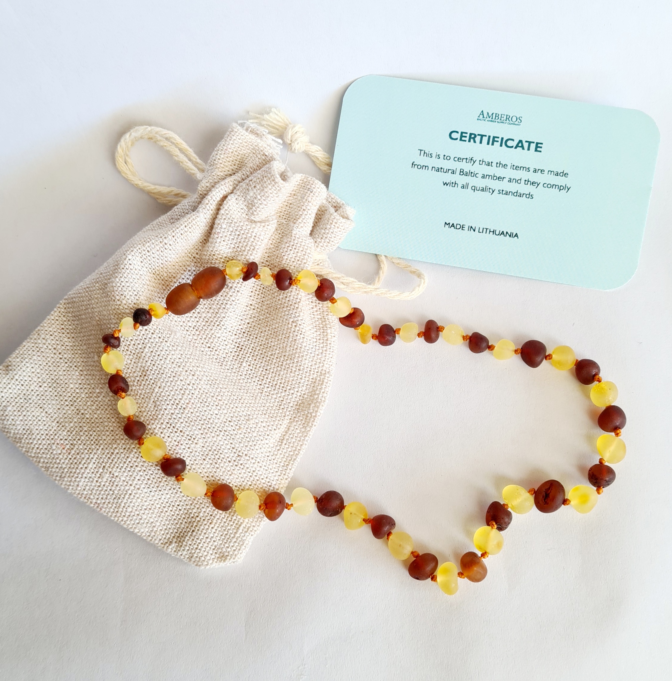 Unpolished amber store teething necklace